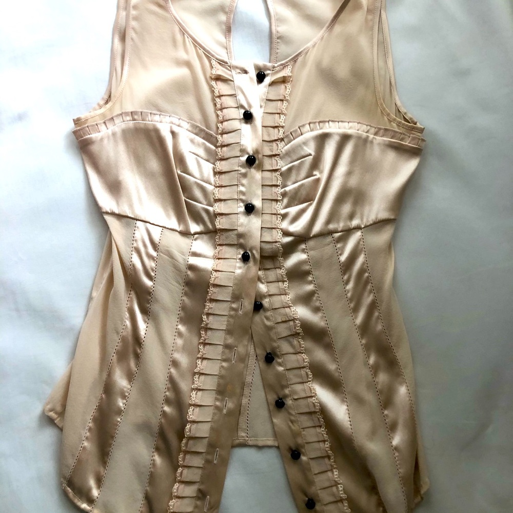 Satin & Sheer Blouse by bebe